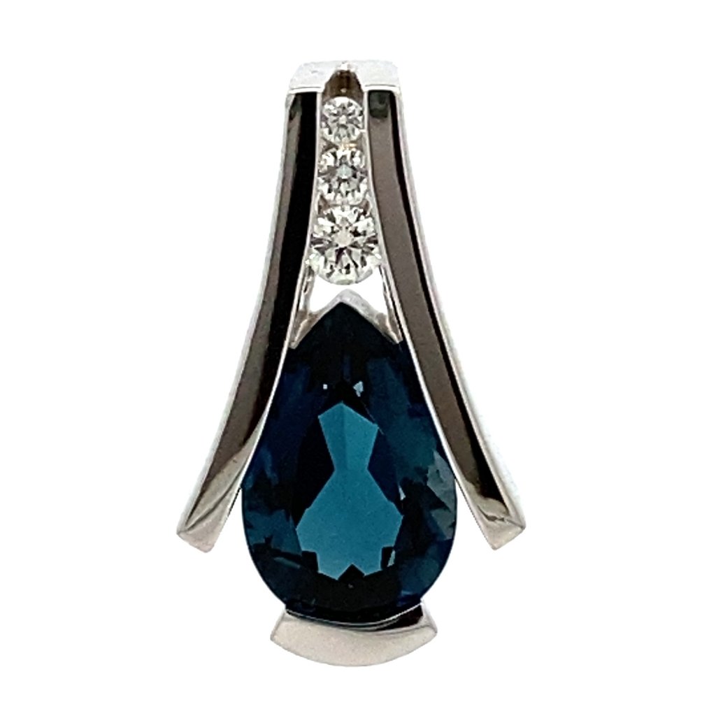John Atencio 18kw Venture London Blue Topaz  Diamond Pendant